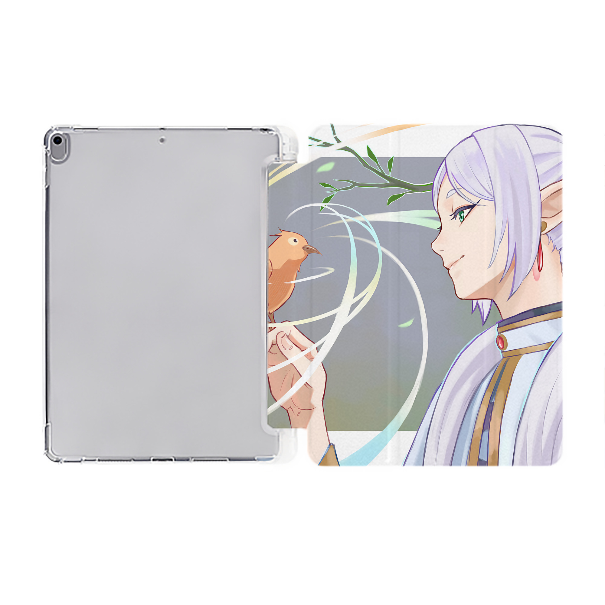 （画像用） 葬送のフリーレン Frieren IPad ケース ペン収納付き 三つ折りスタンド PUレザー×シリコン 対応機種9.5/10.5/10.9インチ
